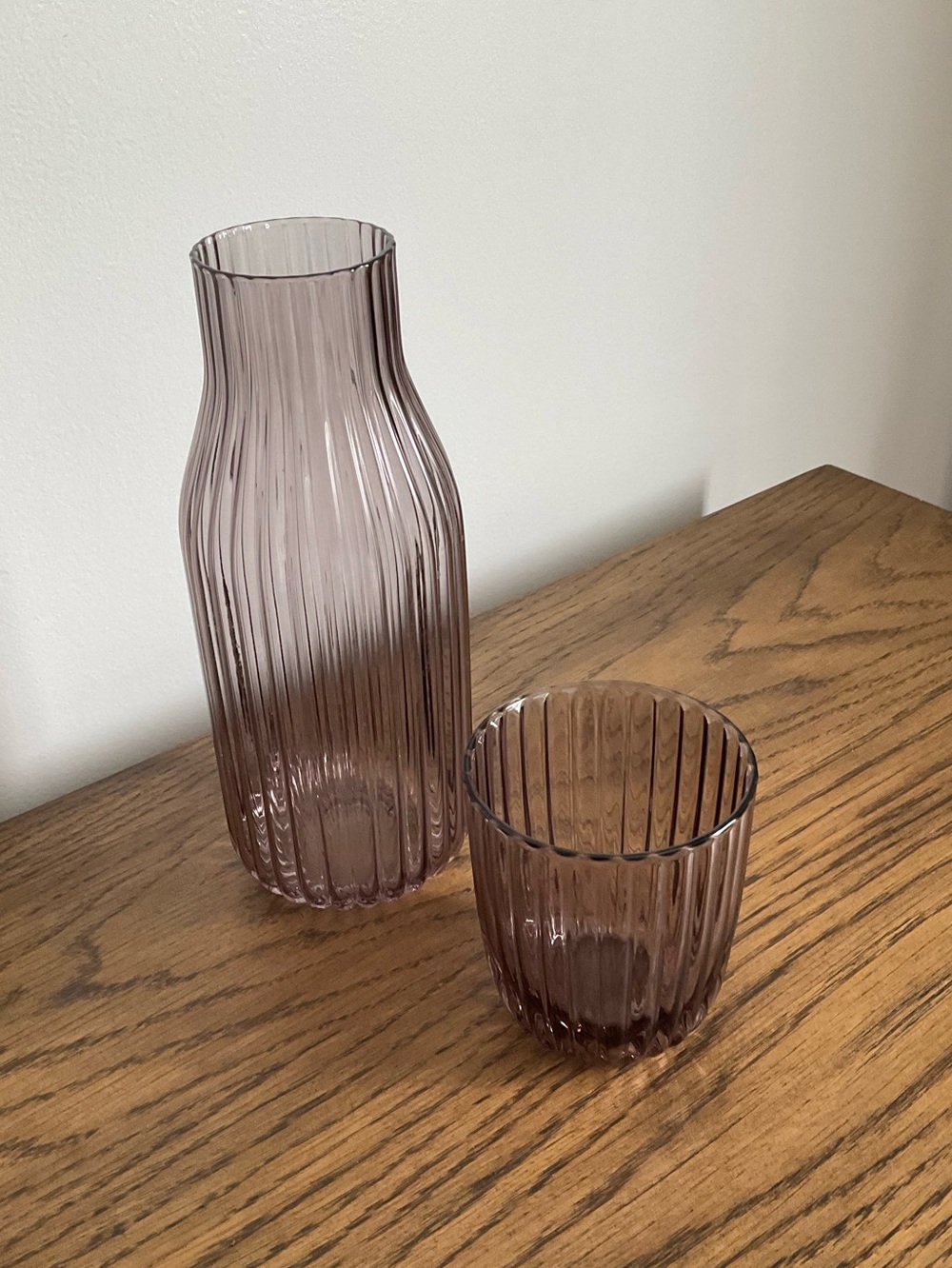 Discontinued beside carafe with glass